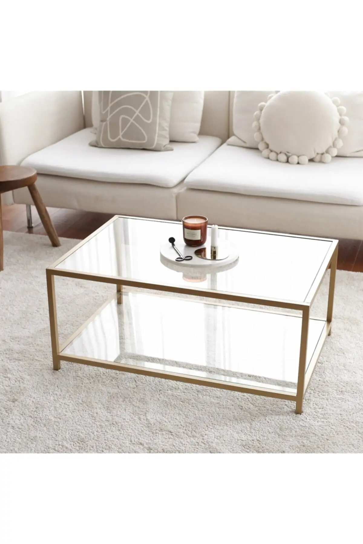 

DOLBOVI - Gold Astro Glass Coffee Table Coffee Table