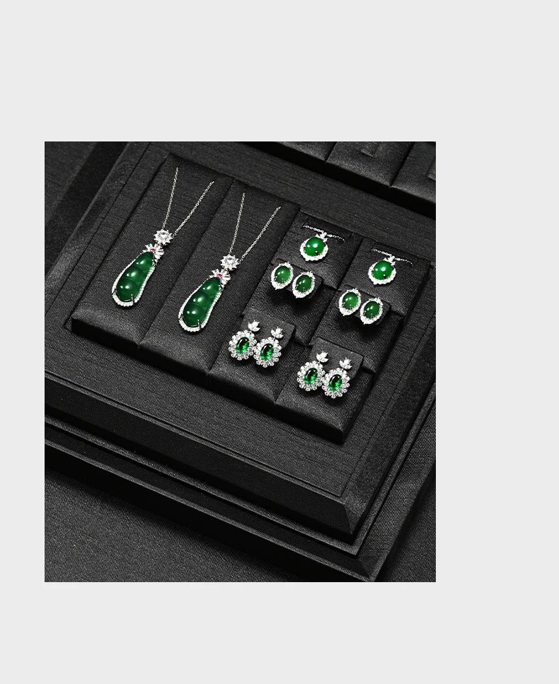 Oirlv Schwarzes Seidenstoff-Schmuckdisplay-Set, Mehrfach-Organizer für Halsketten, Ringe, Ohrringe, Edelsteine, für Ladentheken – Detail 7
