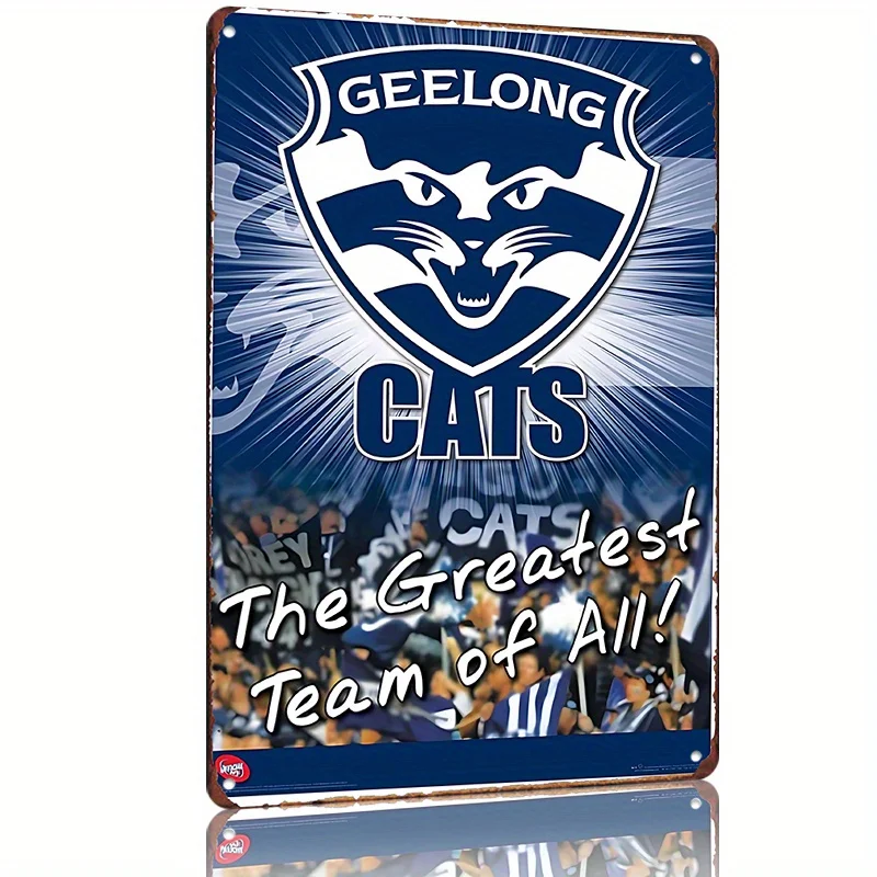 Official Geelong Cats AFL Metal Tin Sign - Vintage Retro Wall Art with Team Logo & 