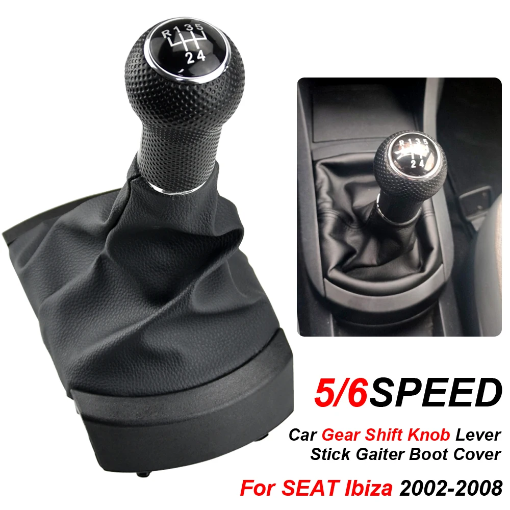 For SEAT Ibiza 2002 2003 2004 2005 2006 2007 2008 Car Styling Gear Shift Knob Lever Stick Gaiter Boot Cover Collar Dust Cover