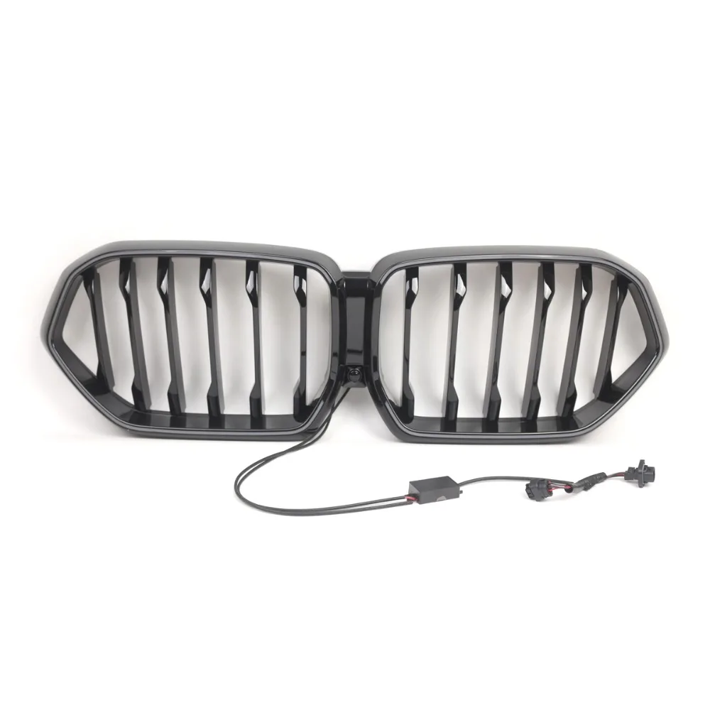 

Передняя решетка радиатора (гриль) в стиле Racing Single Slat для BMW X6 G06 2019-2023, верхняя сетка бампера с LED-подсветкой