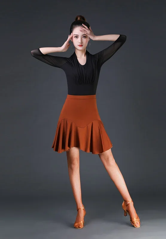 Latin Dance Rok Nieuwe Stijl Trainingskleding Dames Volwassen Half Rok Fishtail Rok Onderkant Jurk Wedstrijd Dance Performance