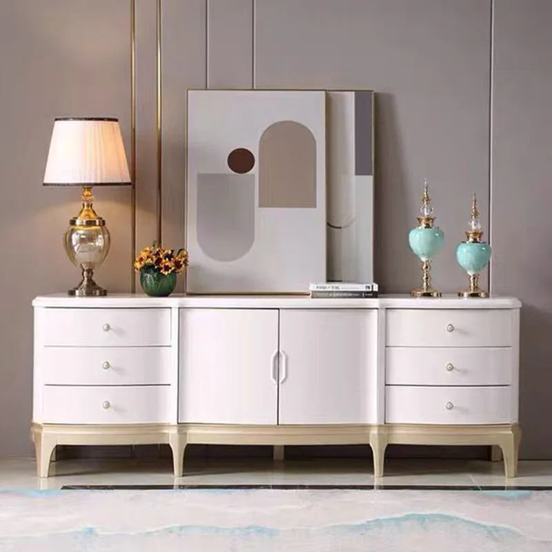 

SM solid wood TV cabinet modern light luxury living room floor cabinet simple luxury villa cabinet