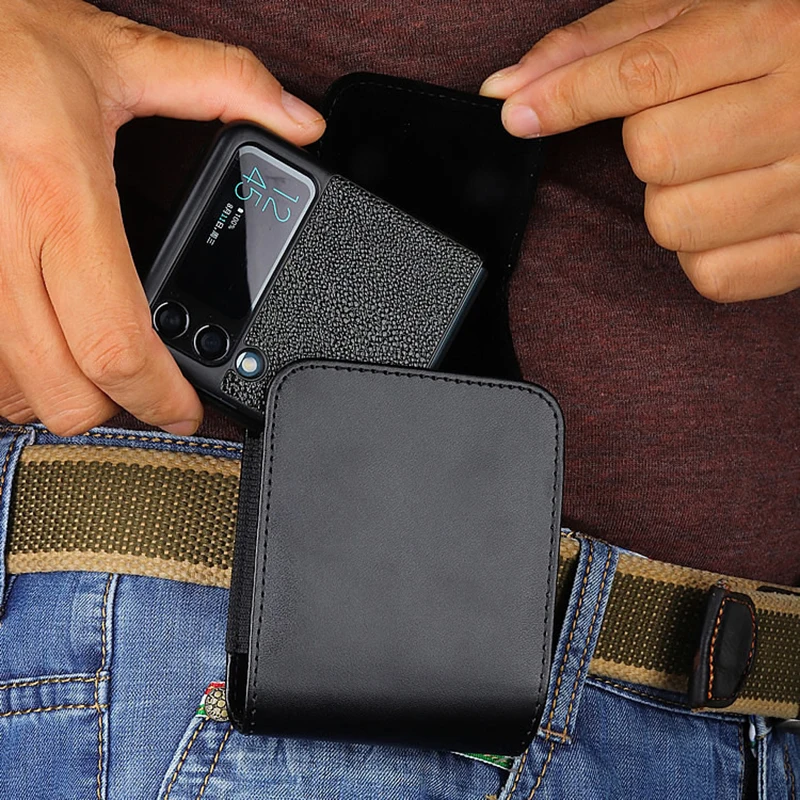 

Belt Clip Phone Case Men Waist Bag PU Holster For Samsung Z Flip 6 5 4 3,Galaxy Flip6 Flip5 Flip4,Oppo N2 Flip,Huawei P50 Pocket