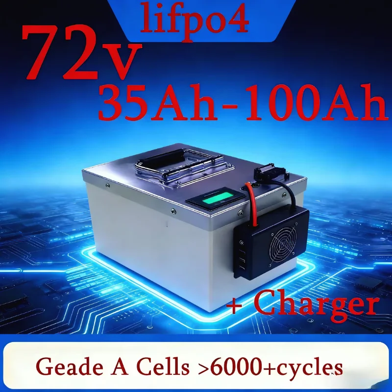 72V 35Ah-110Ah High-Capacity LiFePO4 Battery (40/50/60Ah Optional) | Built-in BMS Protection – Ultimate Power Core for Trolling