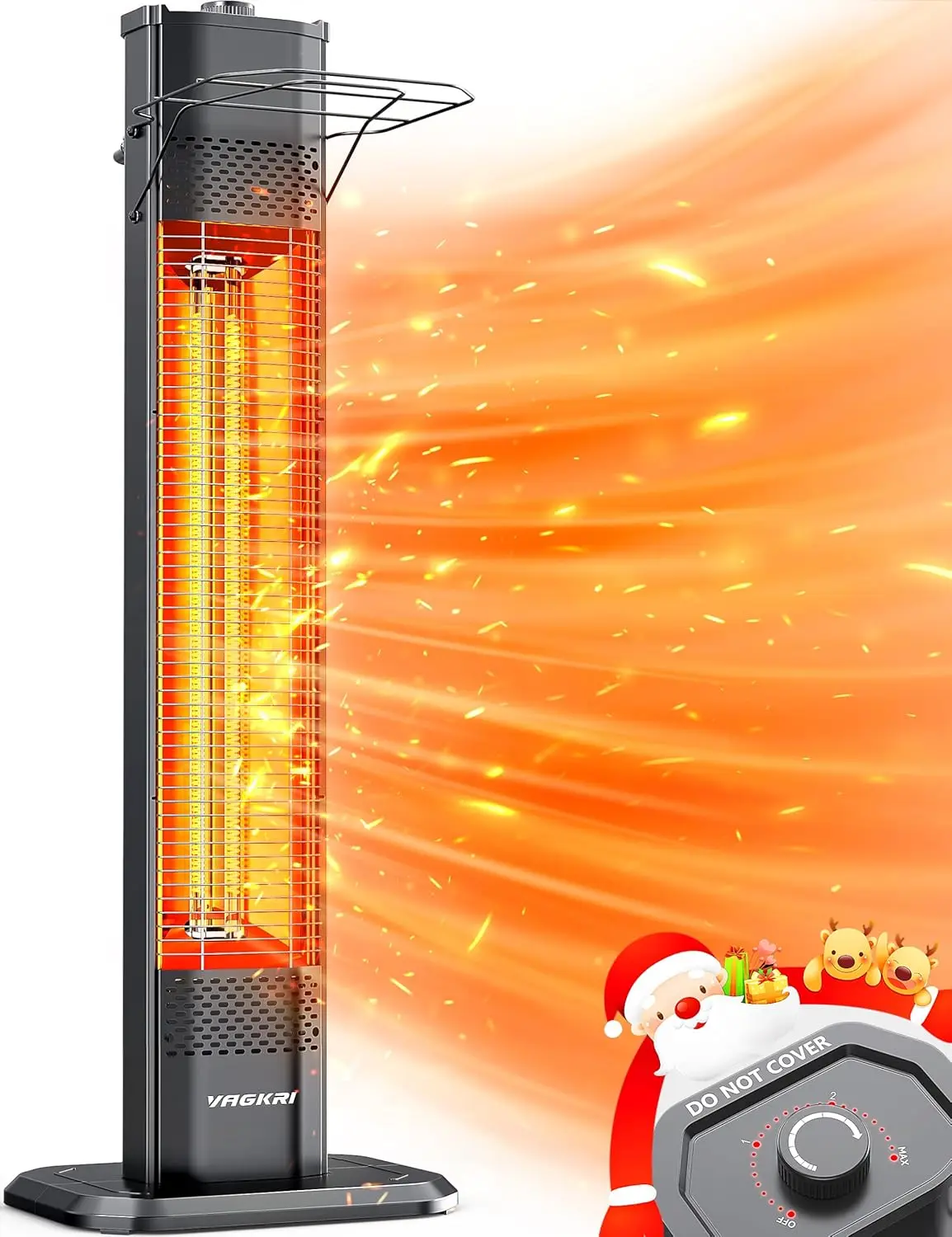 

Outdoor Infrared Heater, 1500W 36inch Electric Heater with 3 Heating Levels, Tip-Over & Overheat Protection, IPX5 Waterproof