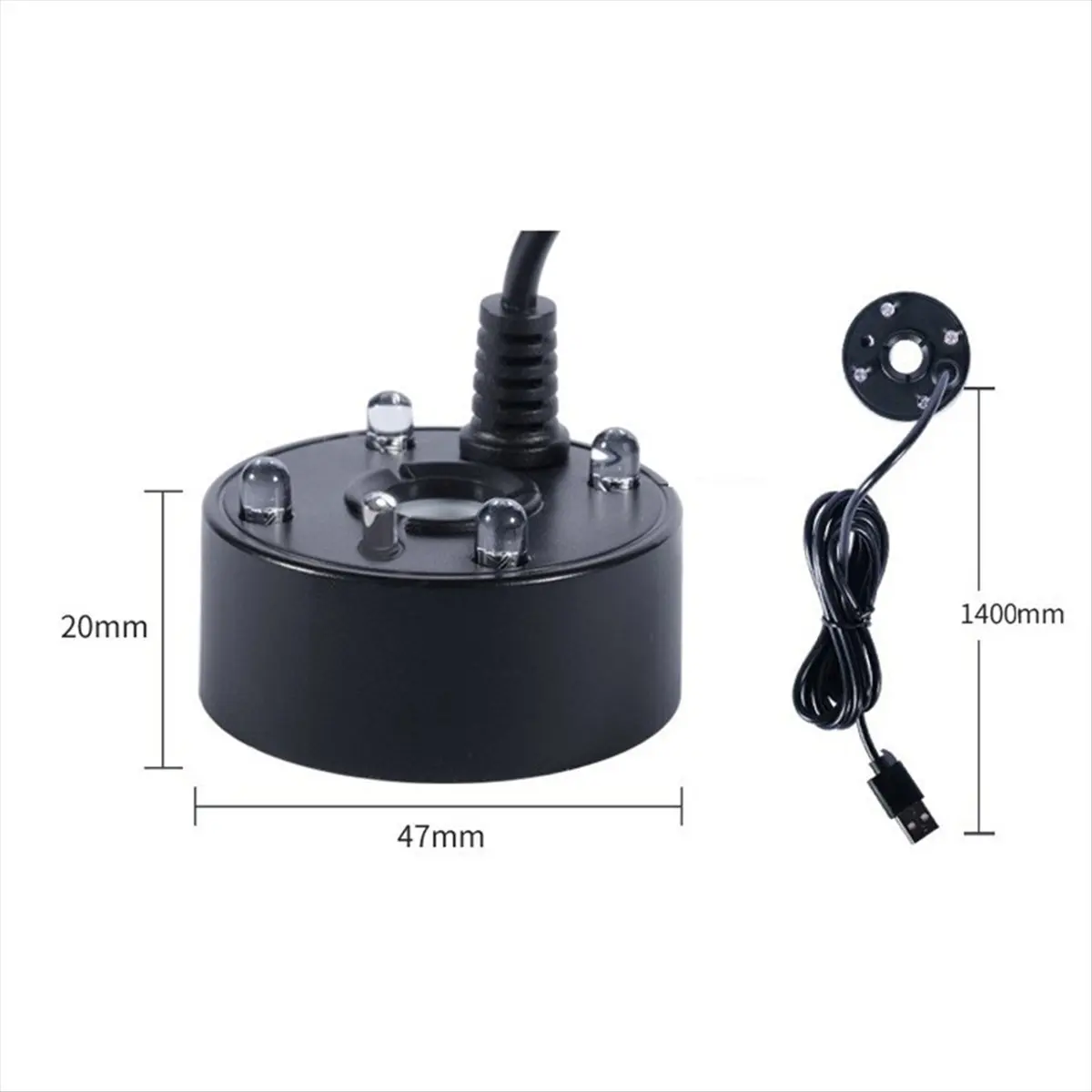 MALL USB 4 LED Ultrasonic Mist Maker with Splash Guard, Indoor Fountain Water Feature Portable Reptile Fogger Air Humidifier
