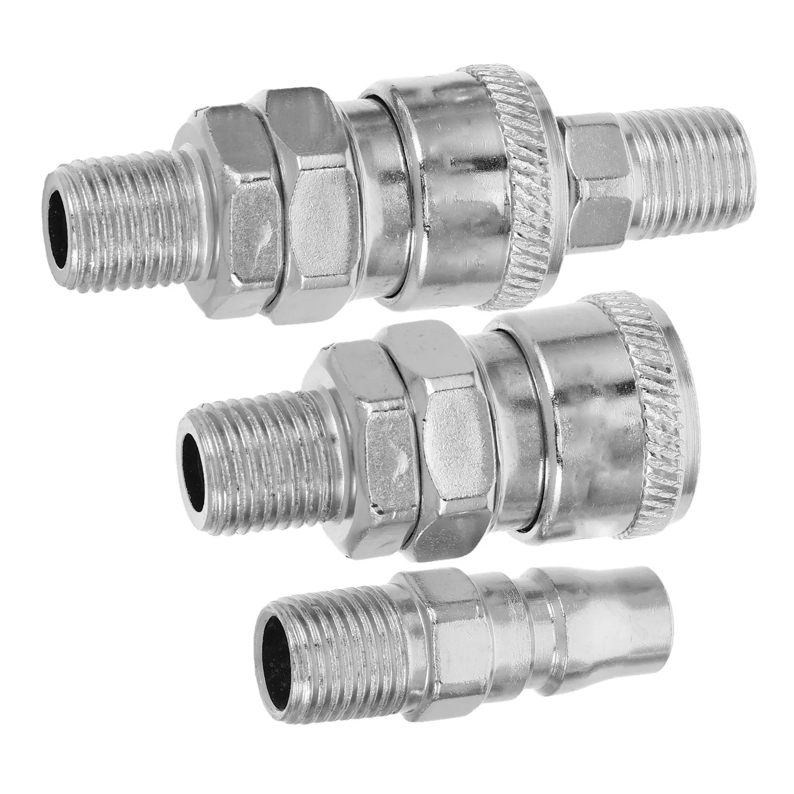 3Pcs Air Hose Quick Connect Fittings Steel Hydraulic Pneumatic Push to Connect Couplers High Pressure Leak Proof Compact Design
