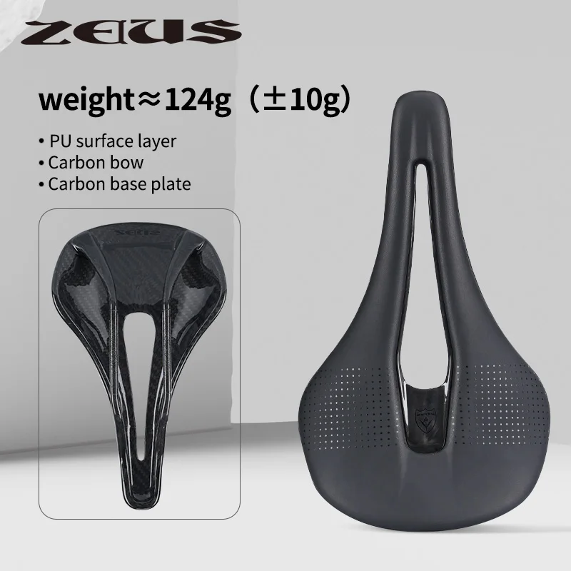 

Zeius Carbon Fiber Seat Cushion Bicycle Hollow Breathable Ultra-Light Road Bike Saddle Bag Pu Surface Cushion
