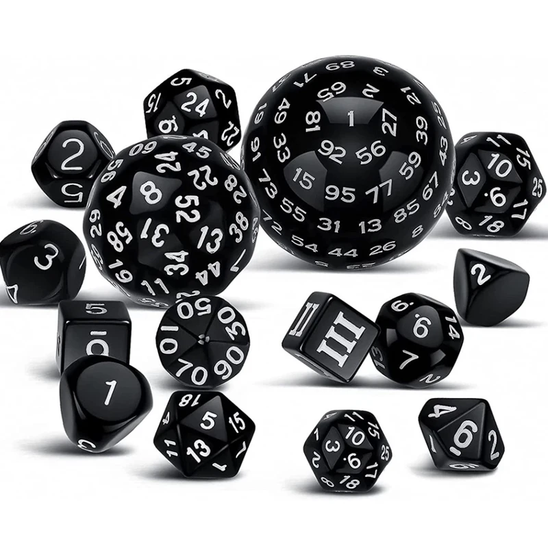 

15 наборов черных кубиков, набор 3-сторонних 100-гранных кубиков, Game Running Group, многогранные кубики с цифрами