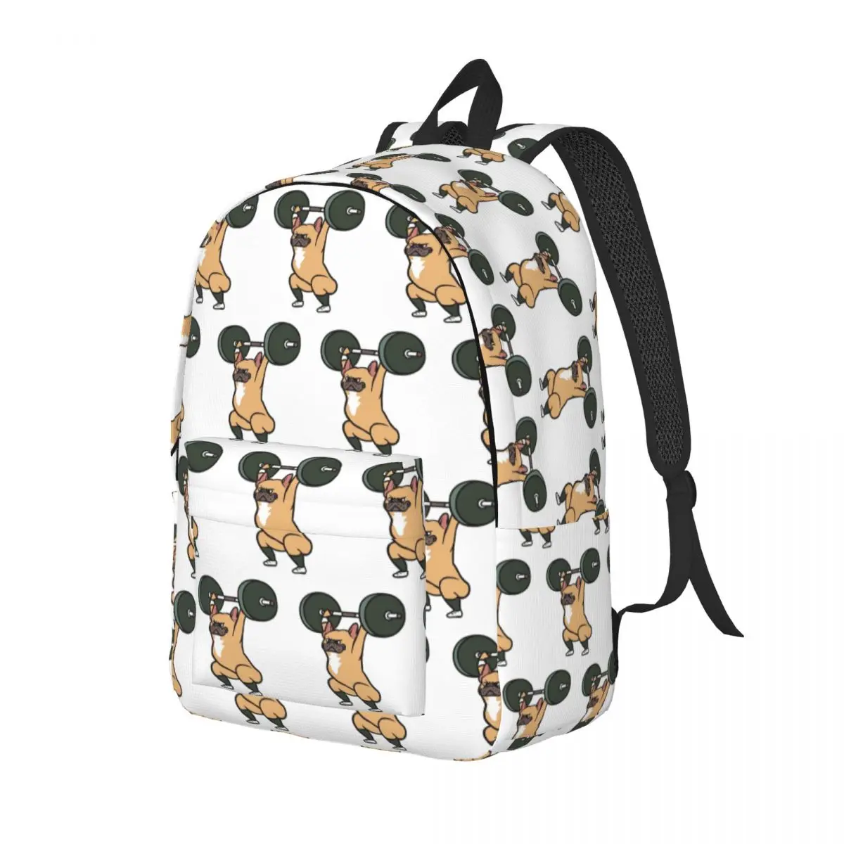 The Snatch Weightlifting French Bulldog Backpack Daypack Large Capacity Boys Girls BookBag School Bag Shoulder Bags