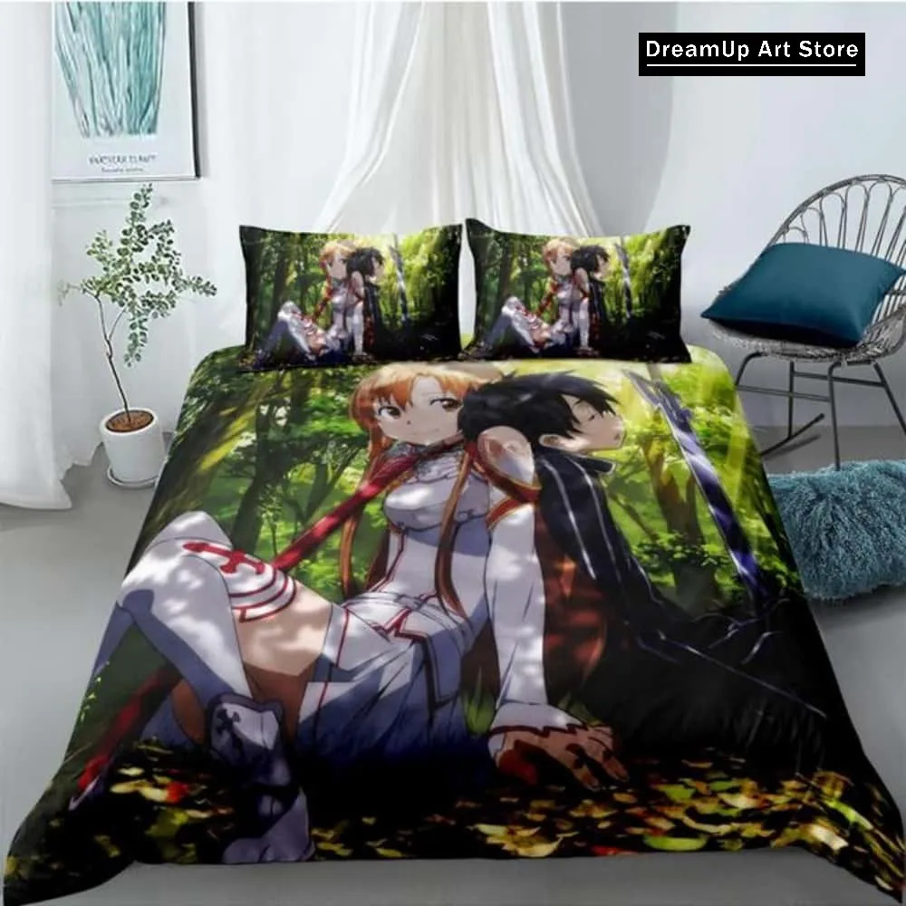 3D Print Fashion Anime Sword Art Online Bedding Set Boys Girls Twin Queen Full Size Duvet Cover Pillowcase Bed Adult Bedroom