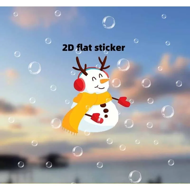순록 뿔과 거품이 있는 장난스러운 눈사람 차량 및 선물 장식용 스티커, 자동차, 노트북에 이상적