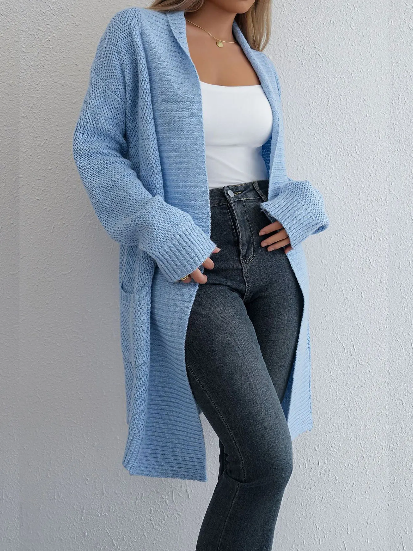 

Women's Long Sleeve Cardigan Solid Color Open Front Regular Fit Autumn Winter Office Lady Daily Basic Knitwear