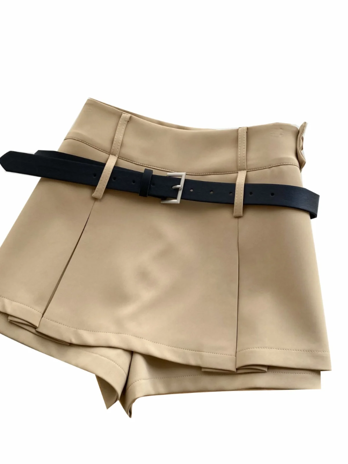 Ele Briti Sle Hohe Taille Plissee ort Hosen frauen Herbst Faion Abnehmen Gürtel Einfache Design Rock Hosen