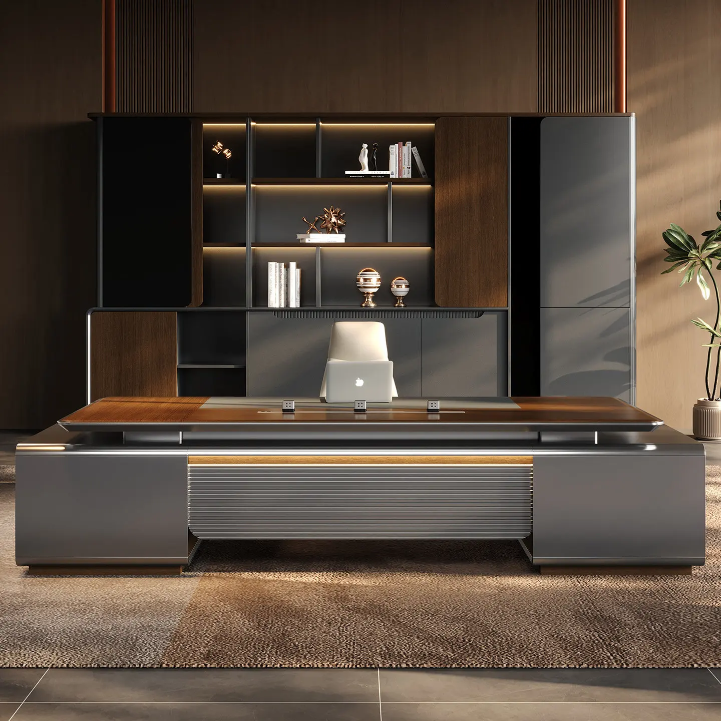 Italian High-end E0 Boss Desk Simple Modern Light Luxury New President's Office Large Desk
