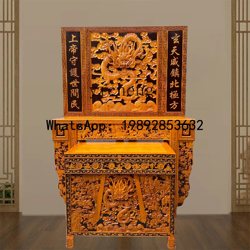 X9  solid wood  God of Wealth shrine offering table statue incense case offering table simple vertical cabinet household economy