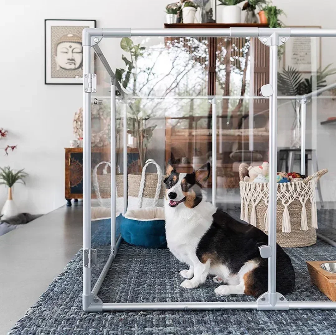 6-14 Panels Acrylic Transparent Portable Pet Fence Indoor Folding Dog Playpen Dog Fence Dog Playpen 91cm High