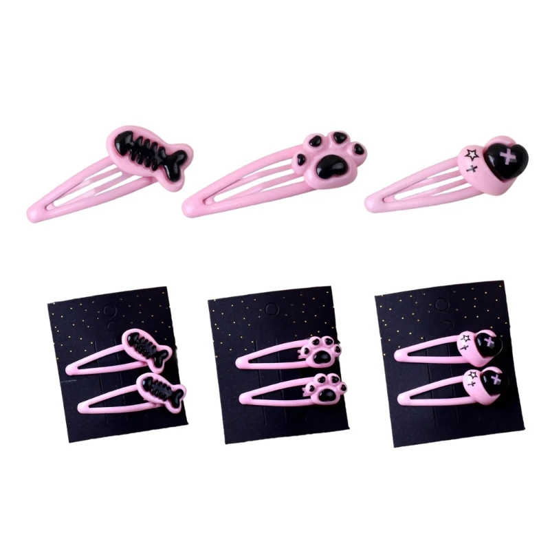 Hair Clip Fishbone/Paw/Heart Hairpin Hair Clip for Halloween Carnivals Side Ponytail Hairpins for Teens drop shipping