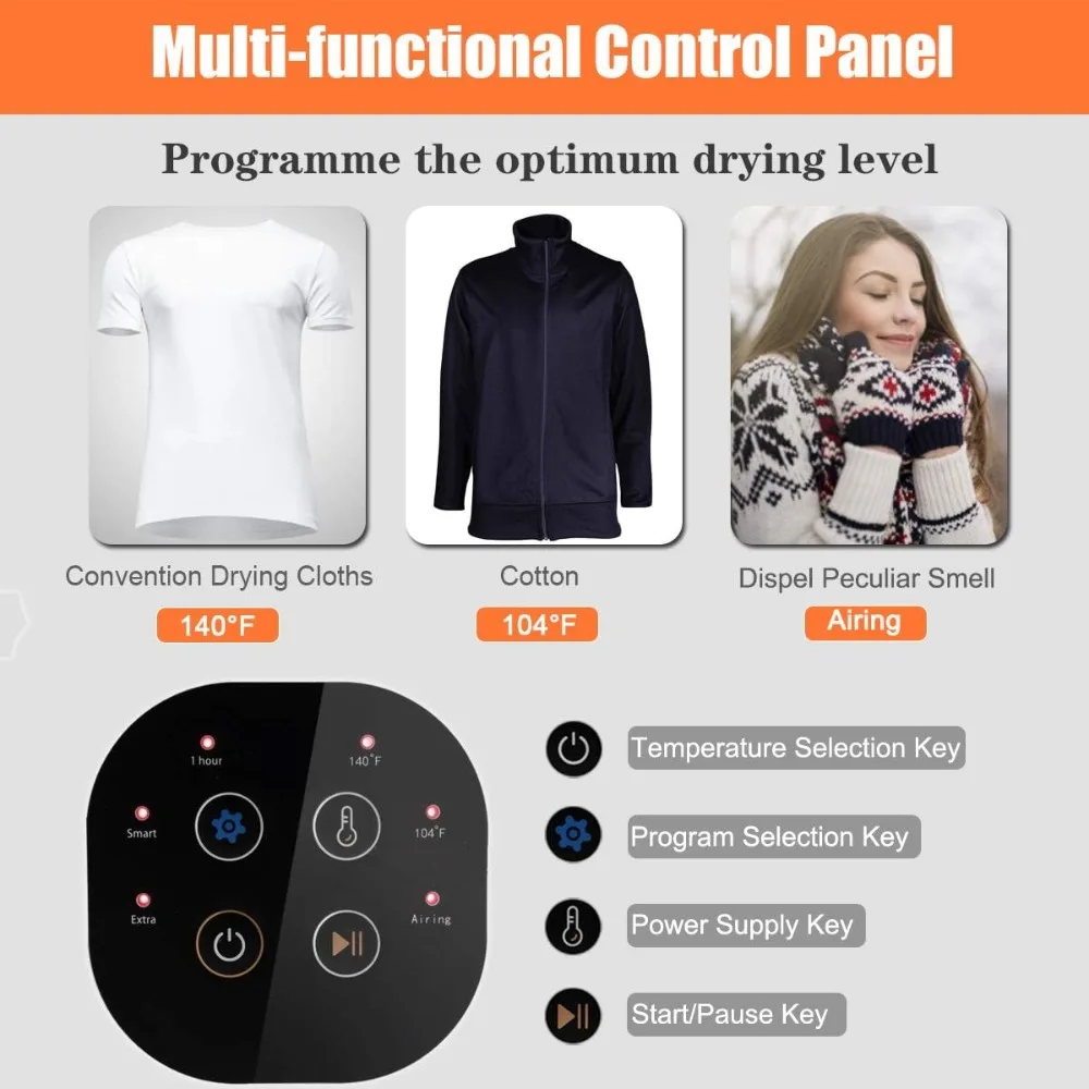 مجفف ملابس كهربائي محمول بقدرة 1700 وات من COSTWAY، سعة 13.2 رطلًا، مجفف غسيل مدمج مع الفولاذ المقاوم للصدأ Tu #2