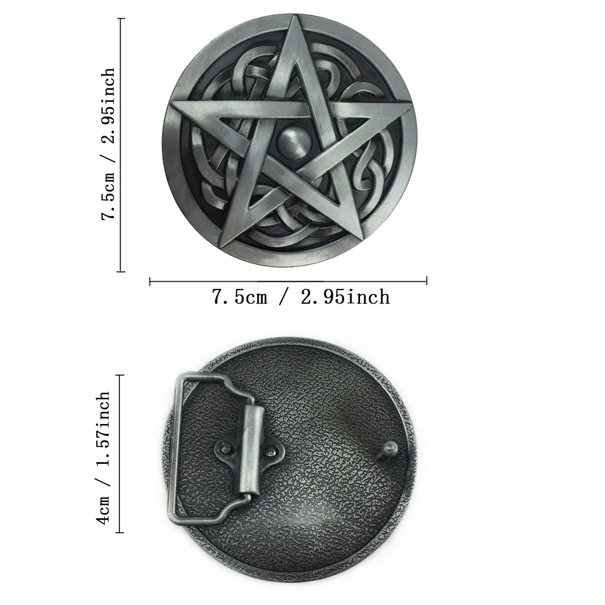 Round Pentagon Celtic Knot Belt Buckle - Retro Western Cowboy Style Embossed Belt Buckle for Men