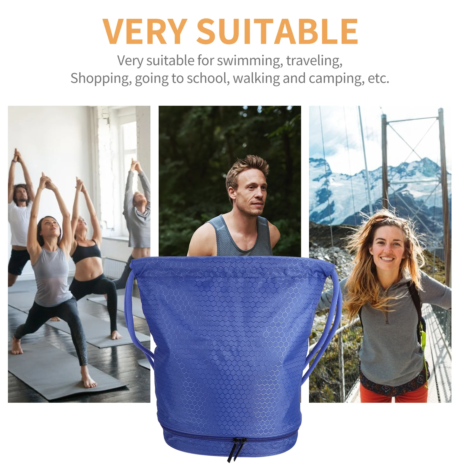 1Pcs Swimming Bag Waterproof Drawstring Backpack Large Capacity Dry Wet Separation Sackpack for Travel Gym Camping Sports