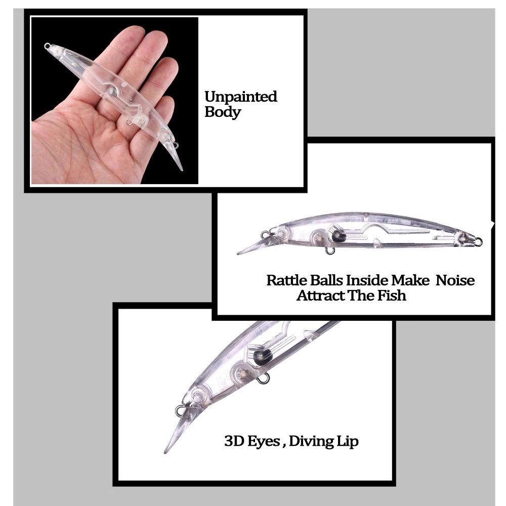 Imagem -05 - Huang-sem Pintura Blanks Isca Chocalhos Flutuantes Wobbler Minnow Faça Você Mesmo Artificial Isca de Pesca Handmade Combater 13cm 15g 20 Pcs