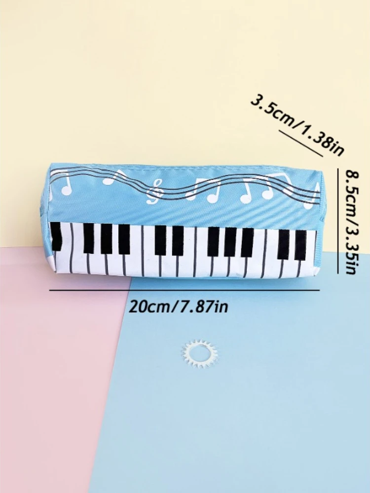 Bolsa de papelería creativa para Piano y notas musicales, estuche para lápices para estudiantes, bolsa cuadrada de tela Oxford de una sola capa para bolígrafos para niñas y niños