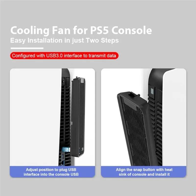 PS5 冷却ファンサイレントクーラー LED ライト付き USB3.0 ポートゲームコンソール冷却ファンホワイト簡単インストール