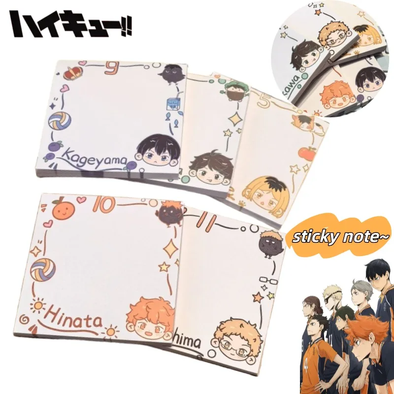 Haikyuu Tobio Kageyama Hinata Shoyo Anime Cartoon Abreißbare Haftnotizen, Personalisierte 2D Selbstklebende Notizblöcke, Schreibwaren