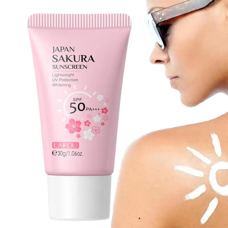 Facial Body sakura Sunscreen Whitening Sun Cream 30g Sunblock Skin Protective Cream Anti-Aging Oil-control Moisturizing SPF 50