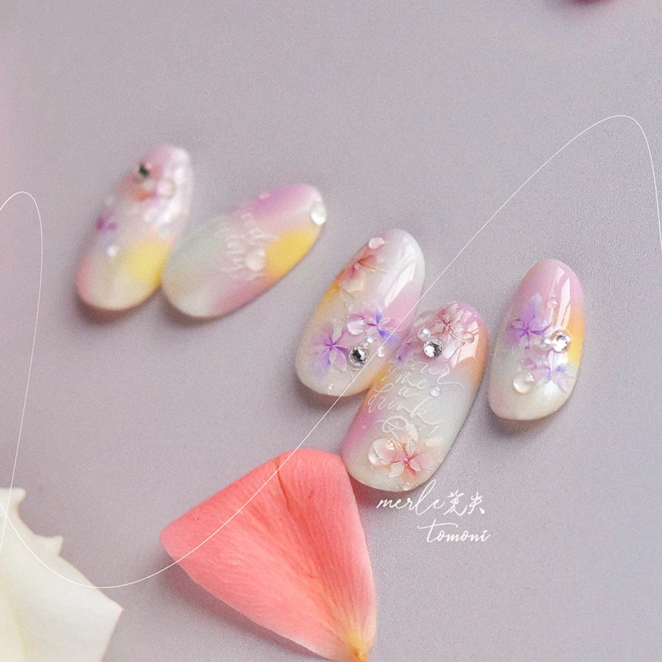Delicata rosa viola fiore fiore di pesco doppio petalo giglio inflorescenza adesivo decorazione unghie artistiche adesivi decalcomanie per unghie