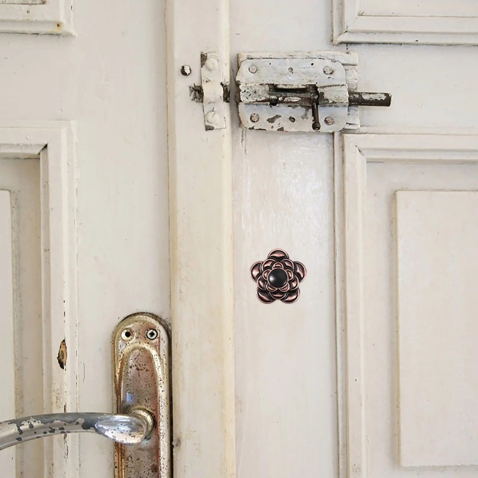 

1 Set Copper Door Knob Hole Cover Plate Breakable Design Peephole Decor Zinc Alloy Deadbolt Cover For Home Security