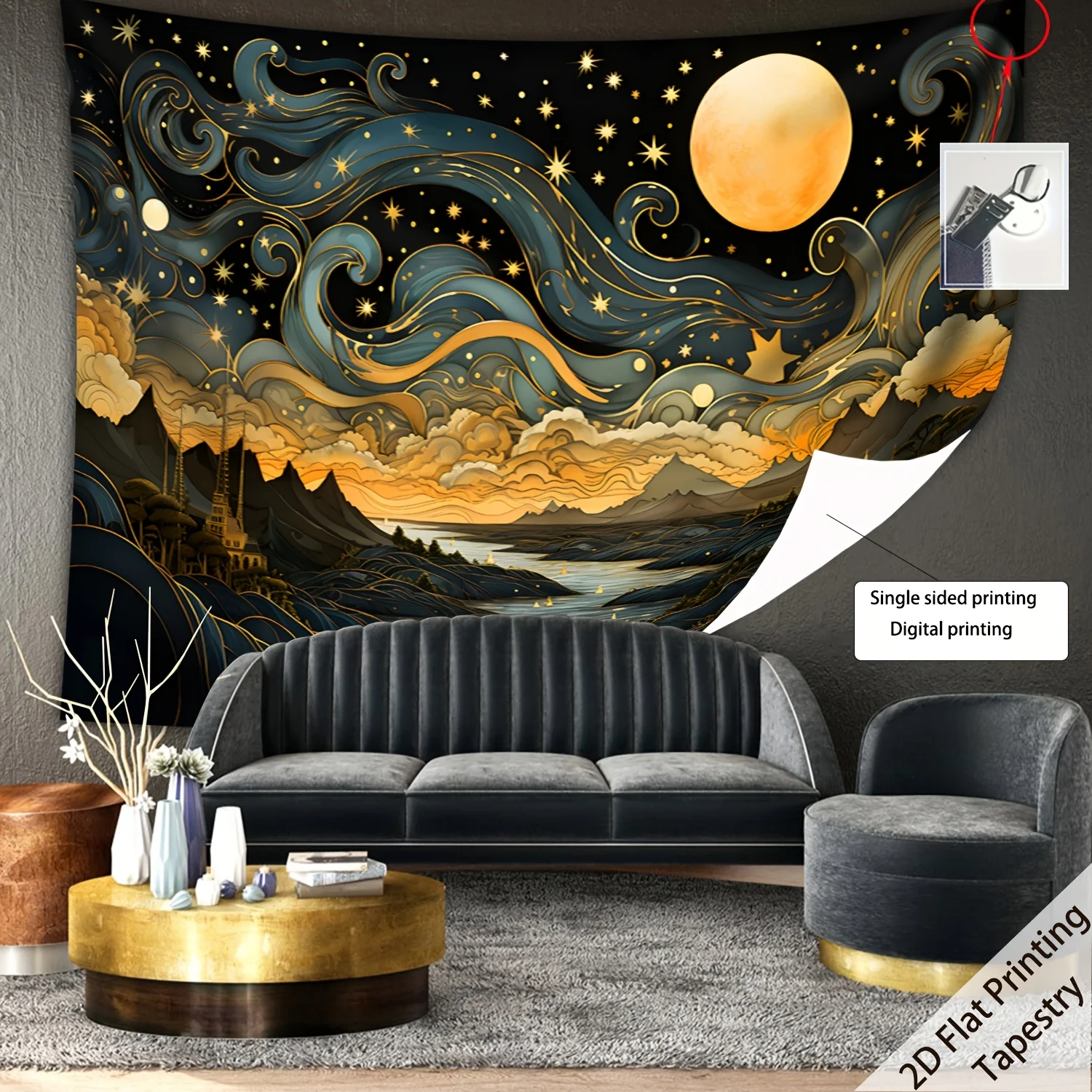 VIKAMA Astronomical Night Sky Tapestry - Durable Wall Hanging for Living Room/Bedroom, Home Decor Tapestry, Machine Washable