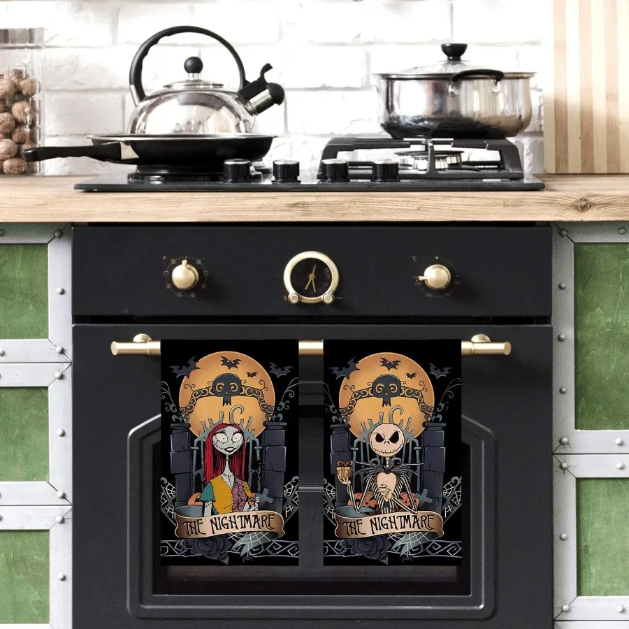 مناشف المطبخ للهالوين، مناشف الأطباق، ديكور قوطي، يوم الموتى، زينة الهالوين للحفلات المنزلية