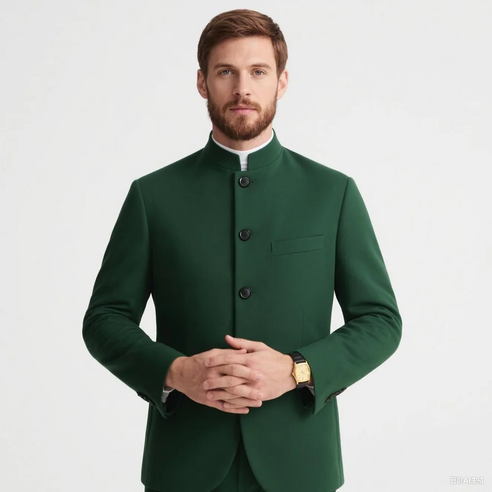 

Качественные мужские однотонные пиджаки, модная куртка с воротником-стойкой и одной пуговицей, повседневный тонкий пиджак для мужской одежды