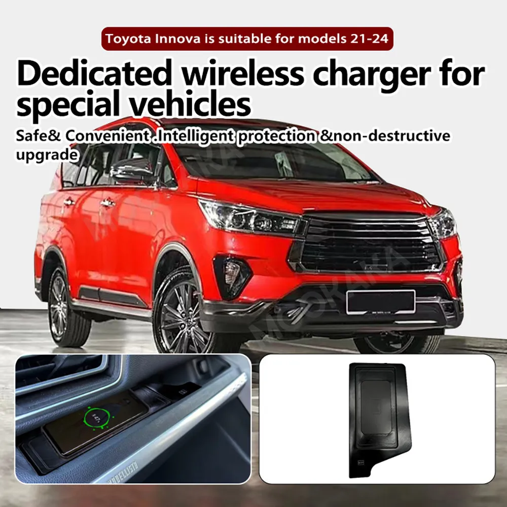For Toyota Innova 2021-2024 Quick QI Car Wireless Charger Fast Charging Intelligent Infrared Mobile Phone Dashboard