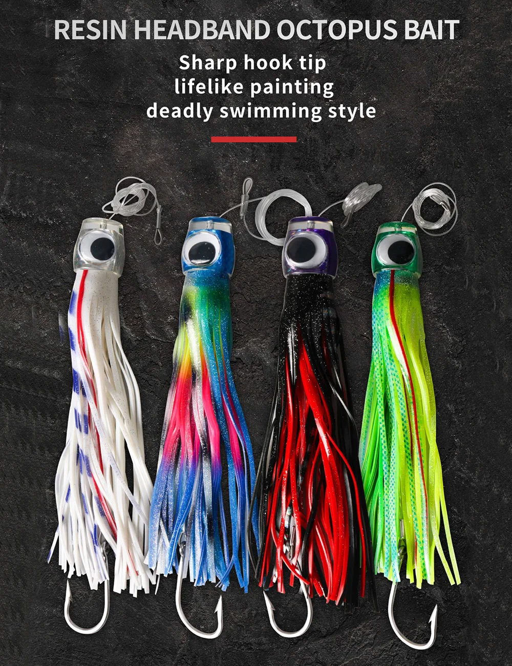 34 cm 260 g Wahoo-Köder Trolling Salzwasser Big Game Fishing Tiefsee-Bootsangeln Thunfisch-Köder Haken für Mahi Leurre Marlin Billfish – Detail 6
