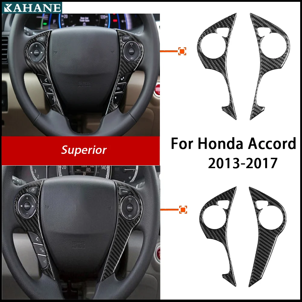 Carbon Fiber Steering Wheel Button Cover for Honda Accord 2013-2017 – Waterproof Interior Trim Stickers