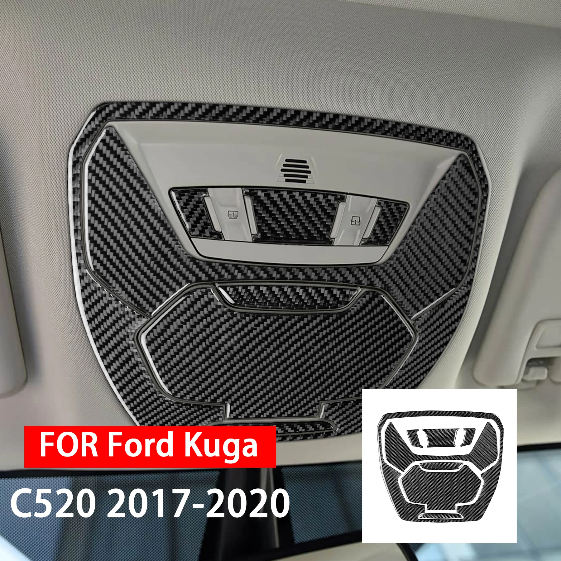 For Ford Kuga C520 2017 2018 2019 2020 Carbon Fiber Roof Reading Light Sunroof Control Panel Car Interior Accessories Sticker