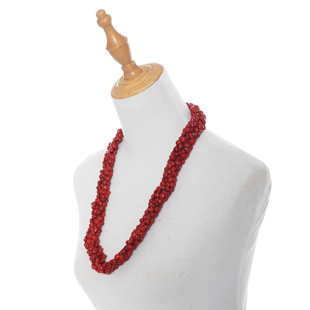 Hula Dance Girl Hawaiian Fashion Jewellery Hawaiian Arcylic Bodhi Necklace Red Beads Acacia Beans Kukui Leis False Wiliwil Lei