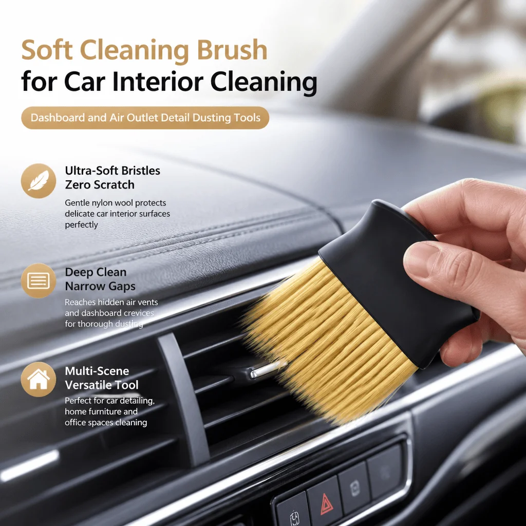 Car Cleaning Brush Auto Detailing Tool Dashboard Air Vent Cleaner Soft Bristle Interior Brush For Vehicle Home Office Daily Pro