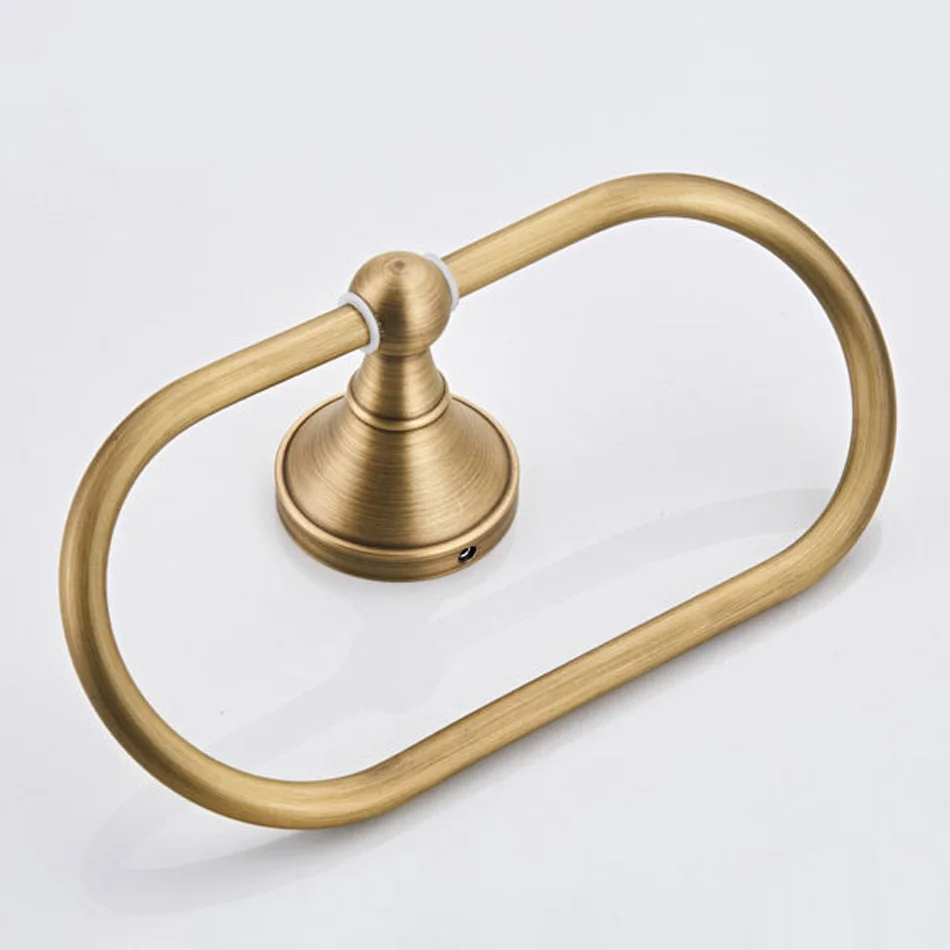 Antique Towel Ring Brass Brushed Black Gold White Grey Chrome Oval Wall Mounted Lavatory Bathroom Towel Holder Ring Shelf Hanger