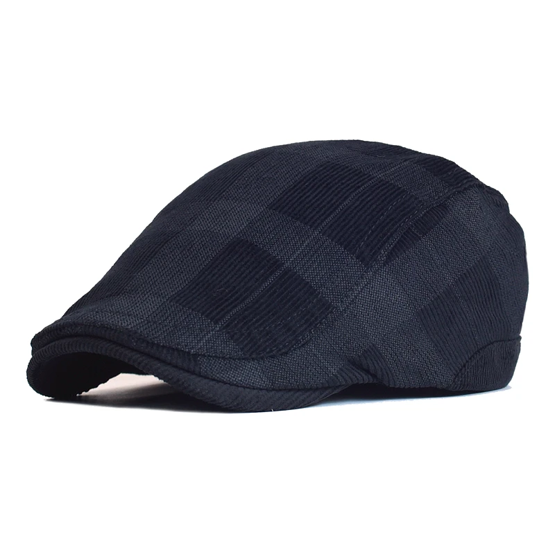 Neue Ankunft Männer Hüte Winter Vintage Plaid Dicken Baskenmütze Hut Cord Zeitungsjunge Mütze Männer England Gatsby Retro Hut Fahrer Flache kappe – Detail 9