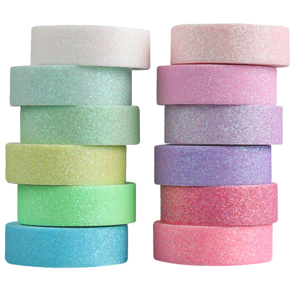 

12 Rolls Tape Colored Paper Adhesive Long Firm Adhesion Gift Wrapping DIY Scrapbooking Delicate Washi Tape Decorations