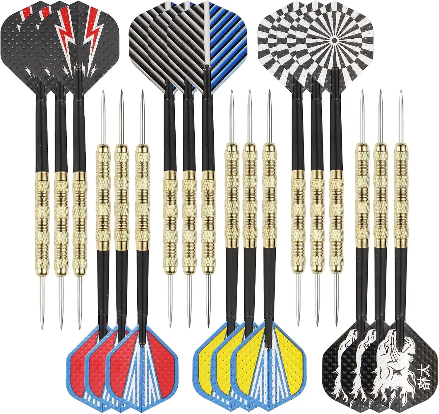 

18-Piece Steel Tip Darts Set with Aluminum Flights for Dartboard