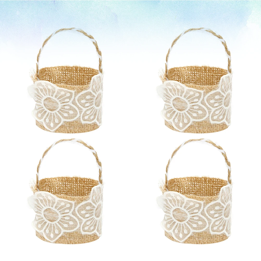 

4 Pcs Christmas Goodie Bag Candy Bags Girl Flower Packaging Storage Basket Adornment for Wedding Banquet