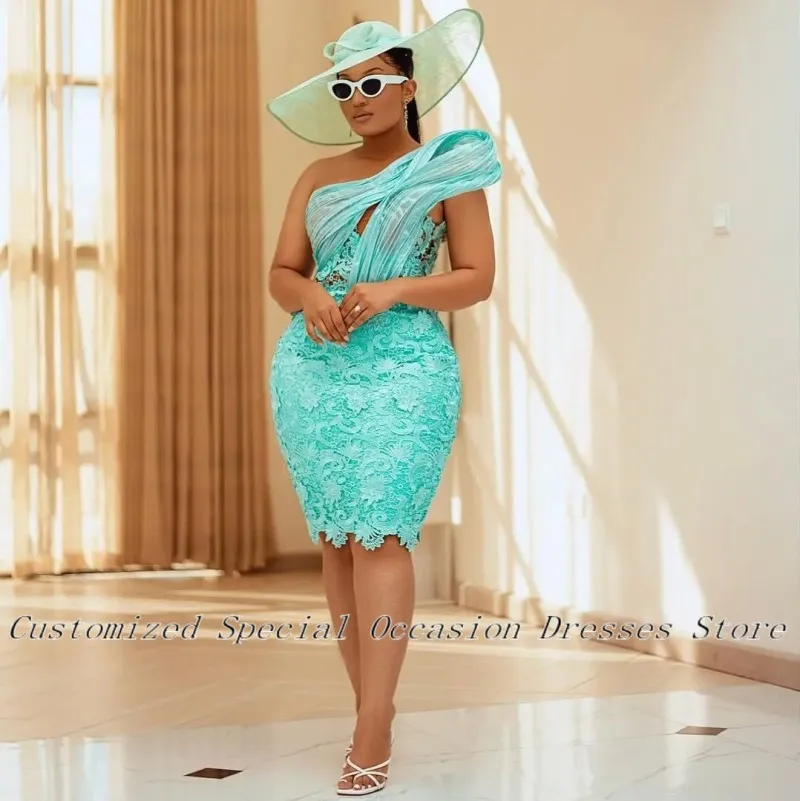 Wykwintna Sukienka dla Czarnoskórych Dziewcząt Jednoramienna Mini Sukienka Urodzinowa Koronkowe Falbanki Sukienki Koktajlowe Odzież Imprezowa 2026 Na Zamówienie