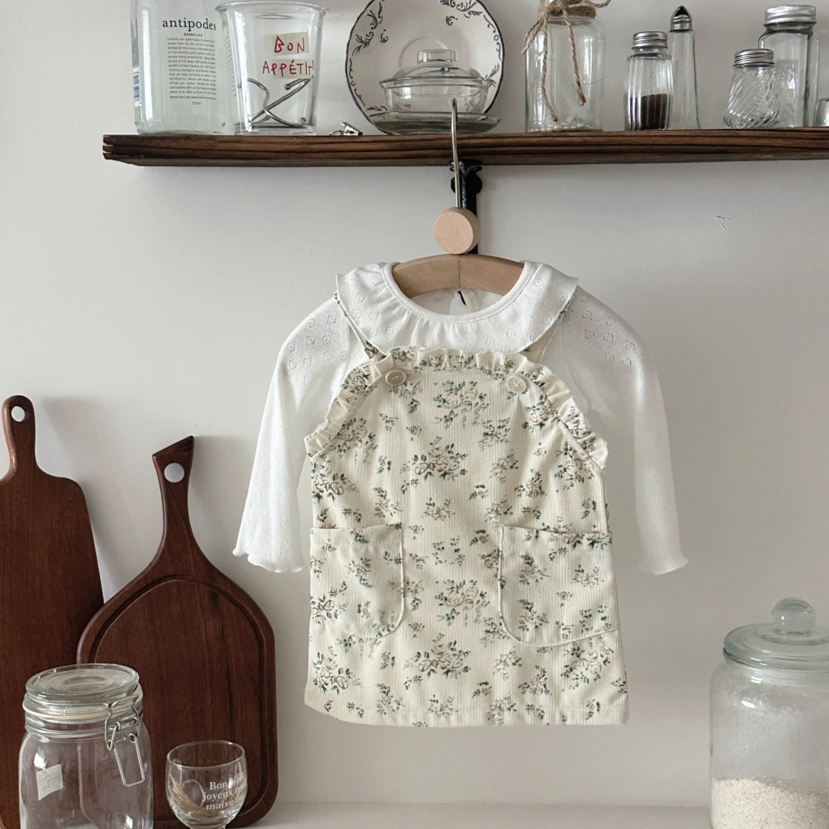 

Spring Autumn New Korean Style Baby Boys Girls Clothes Strap Skirt Long Sleeved Suit Casual Breathable Cute Sweet Indoor Set