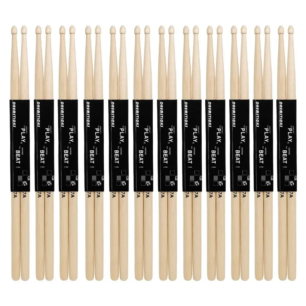 12Pair Oval-shaped Tip 5A/7A Drum Sticks Classic Burrfree Maple Wood Drumsticks Percussion Accessories Durable Drum Mallets